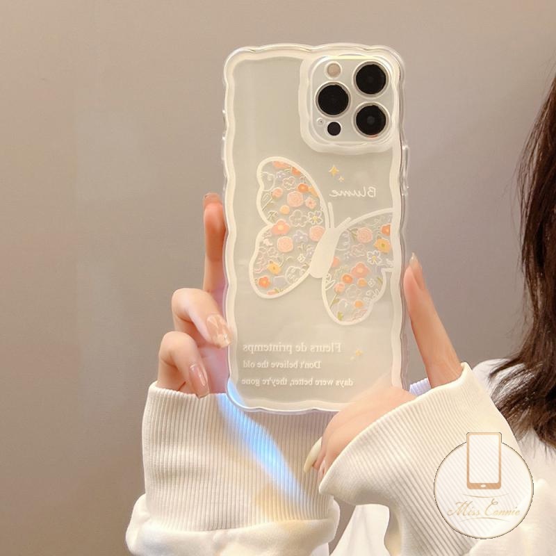 Soft Case Tpu Transparan Motif Bunga Butterfly Untuk iPhone 7 8 Plus 11 Pro Max XR X XS Max 7 8 6 6s Plus 12 13 11 Pro Max