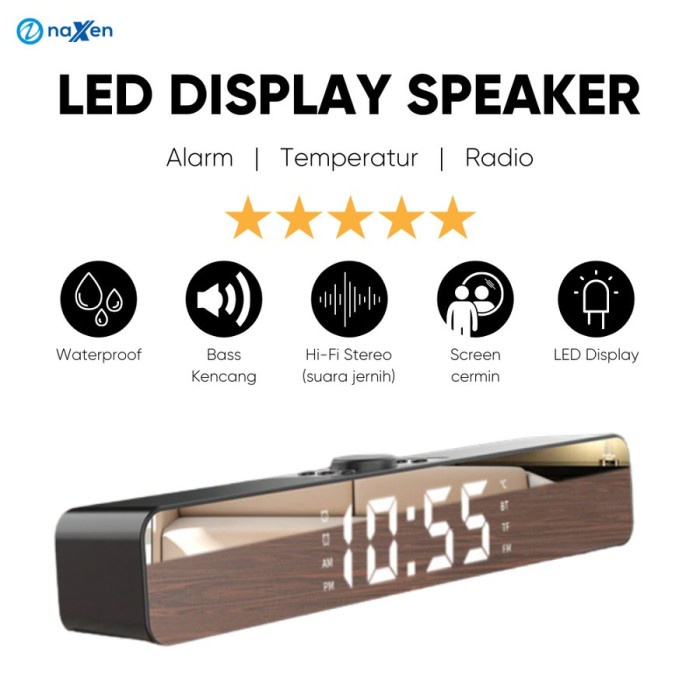 Speaker Bluetooth Naxen G12 Led Clock Jam Digital Extra Bass Jumbo