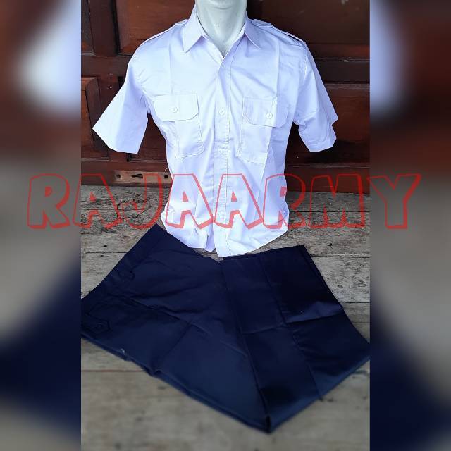 Seragam PDH Security Putih Biru