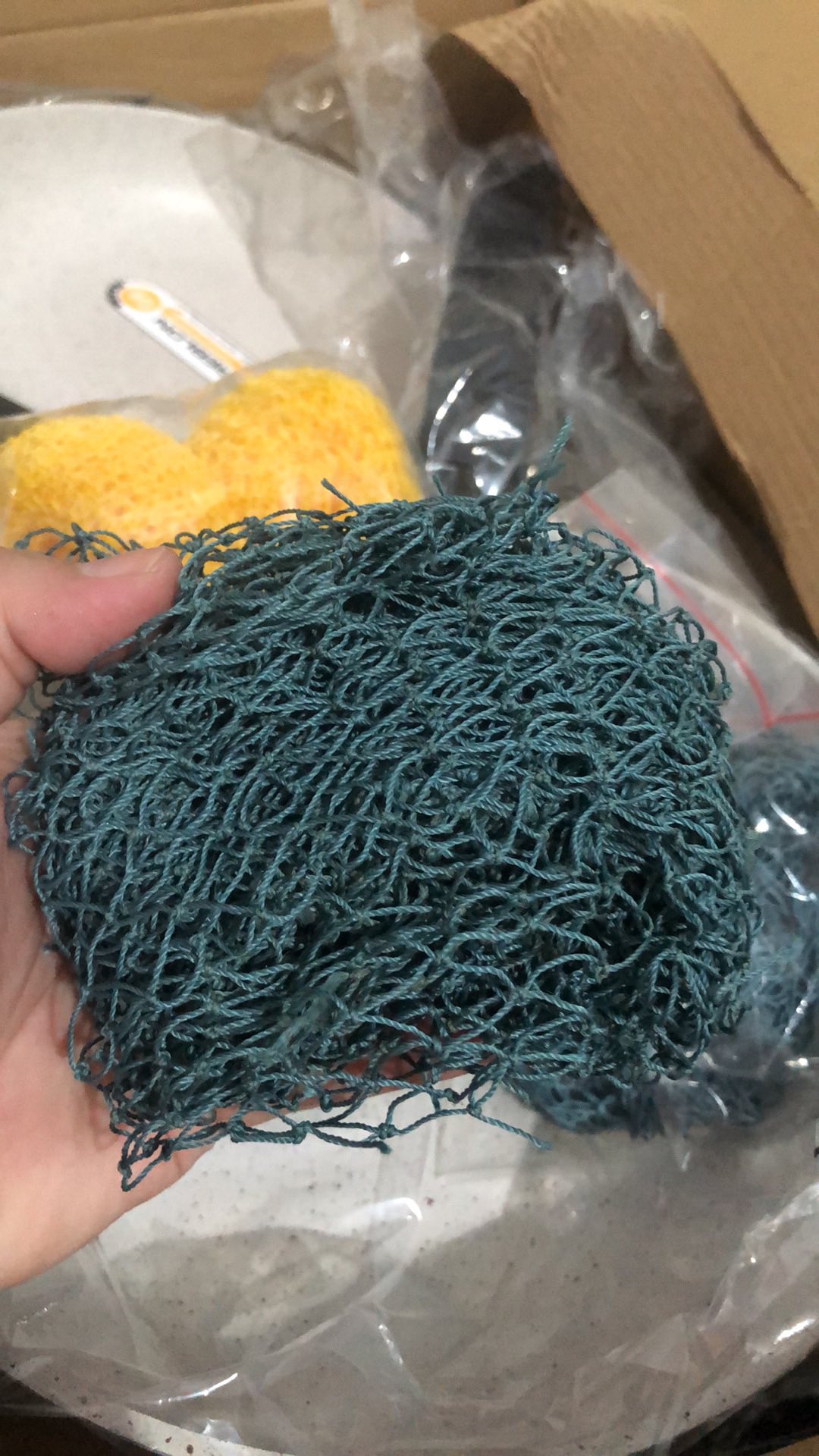 Sabut Cuci Piring Wajan Steincookware Benang Medan Rambut Jaring Sponge Cleaning Brush Blue Yellow