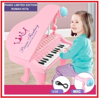 MAINAN ANAK TOY KID GIRL PEREMPUAN EDUKASI MUSIC SEKOLAH KEYBOARD PIANO MUSIK ELEKTRIK MICROPHONE KA