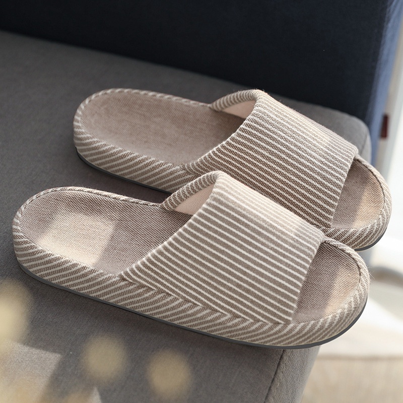 Gaya Jepang Lantai Rumah Tangga Linen Sandal Musim Semi dan Musim Gugur Indoor Non-Slip Tebal Bawah