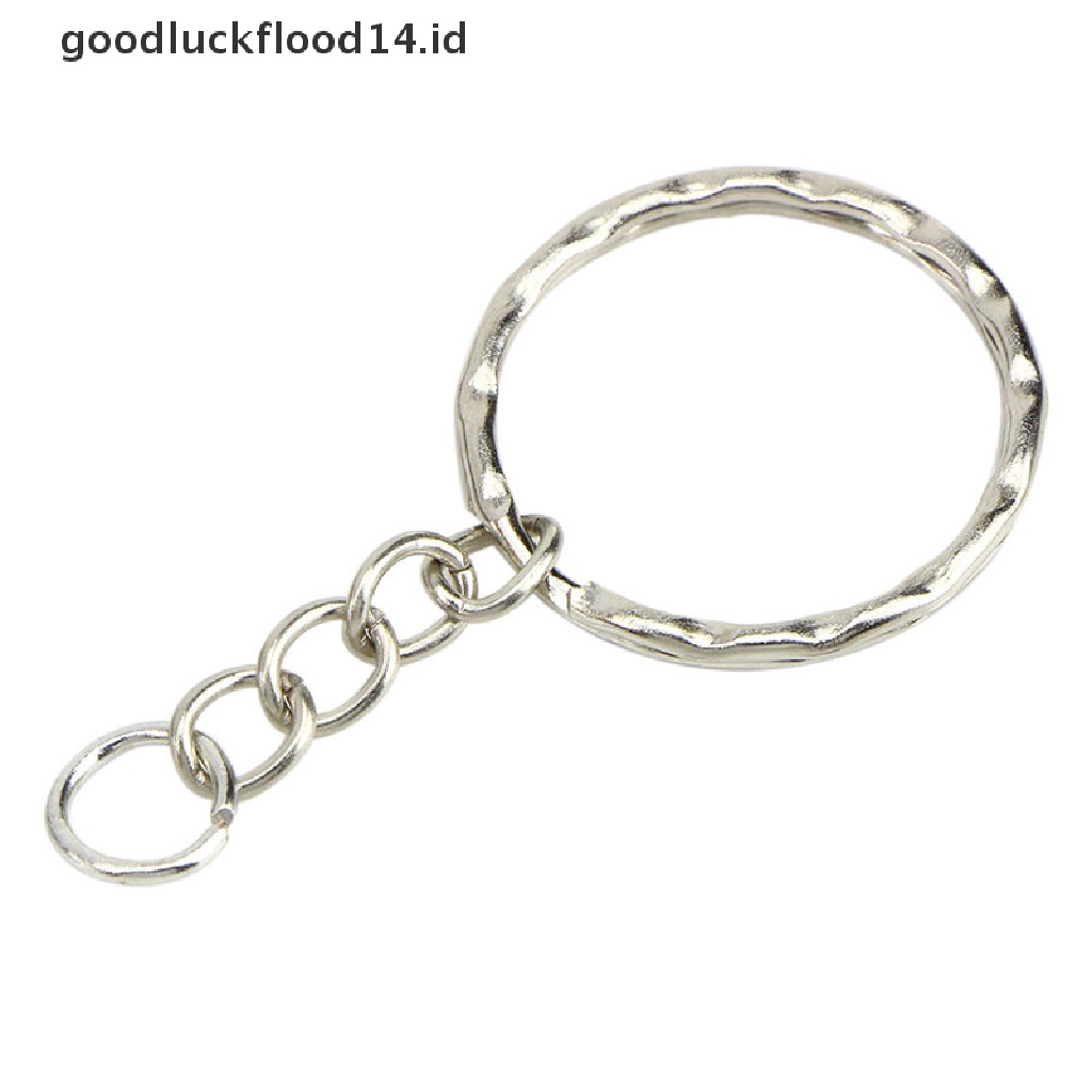 [OOID] 50PCS DIY 25mm Polished Silver Keyring Keychain Split Ring Short Chain Key Ring ID