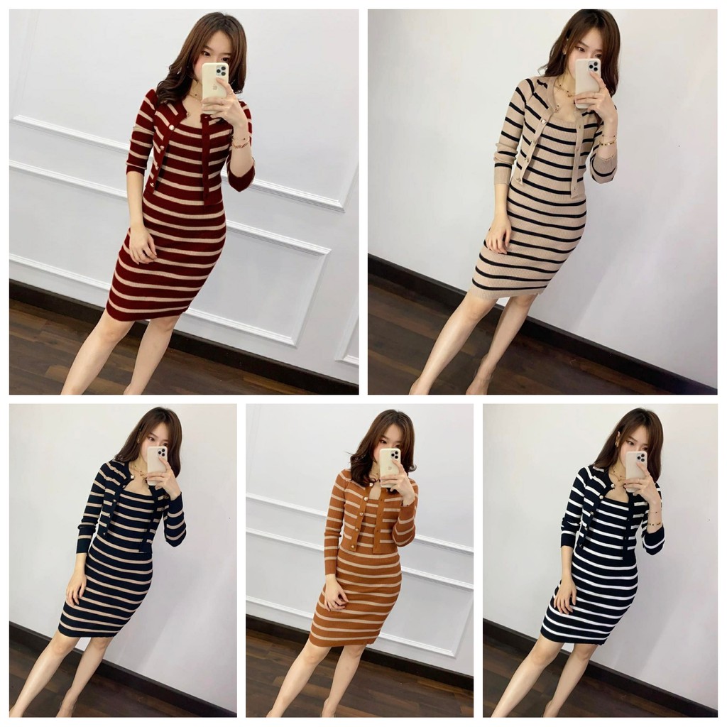 Dress rajut import SET DRESS POKET Dress wanita korean style Dress rajut bodycon SEXY DRESS TERBARU 