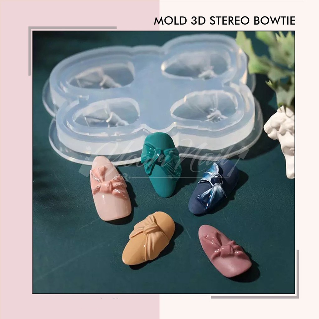 Mold 3D stereo bowtie nail art cetakan pita 3d nails hiasan kuku silicone mold