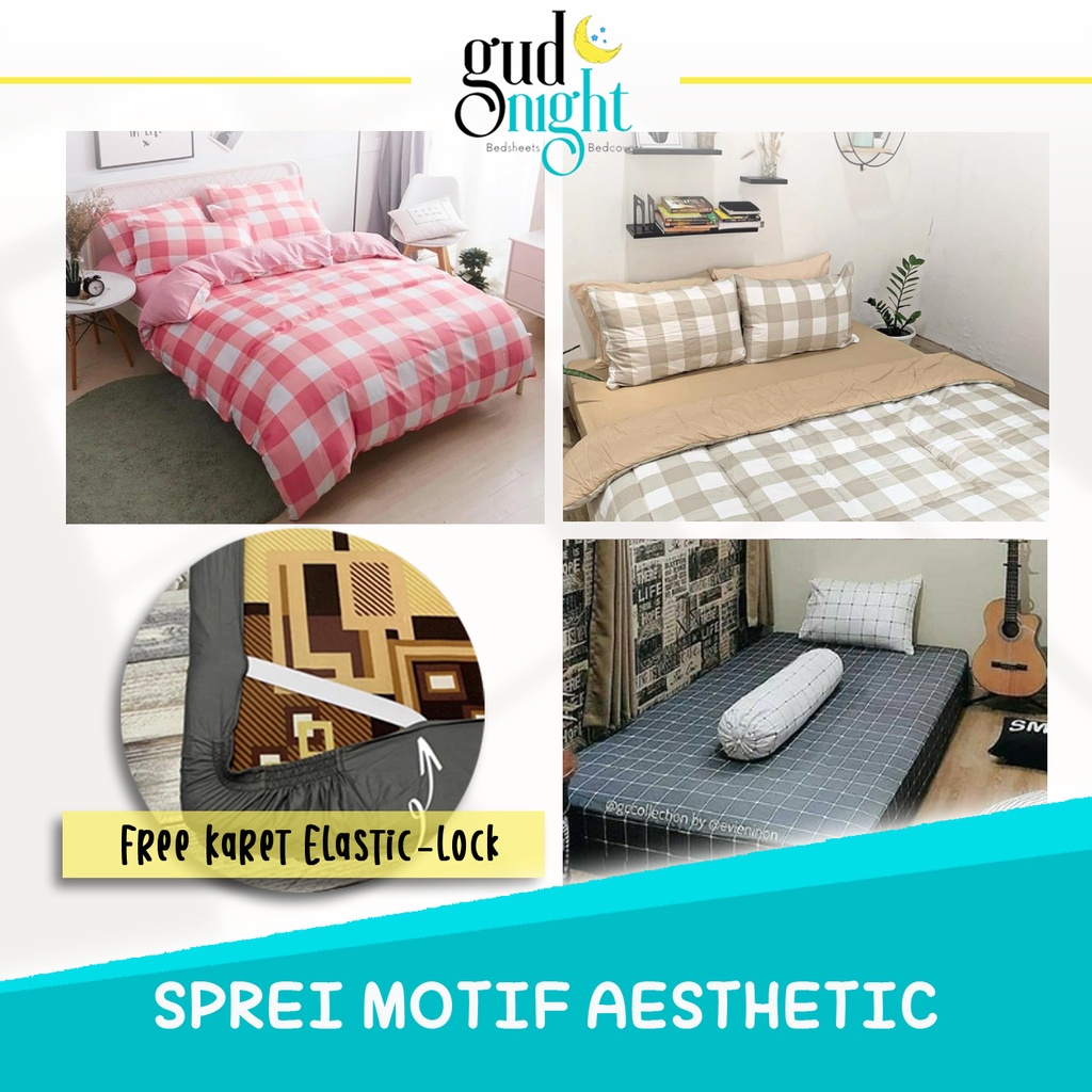SPREI MOTIF AESTHETIC UK. 90 / 120 / 160 / 180 / 200 TINGGI 20 | SPREI KOTAK KOTAK | SPREI KOREA | S