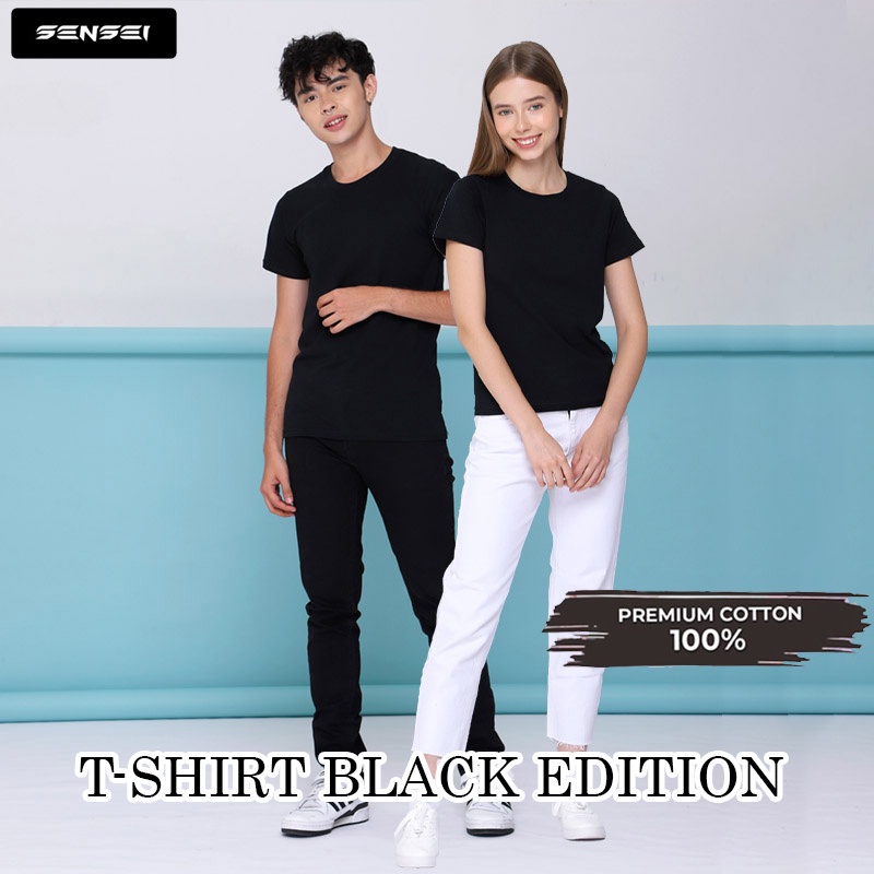 BEE - Kaos Polos Sensei Black &amp; White Edition / Baju T-Shirt Lengan Pendek Unisex Pria Wanita Premium