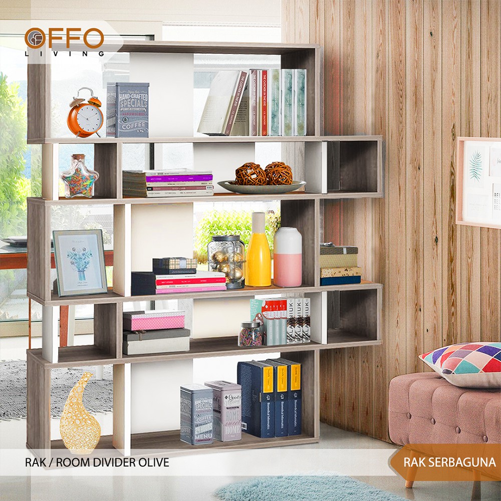 Offo Living - Rak Buku Pembatas Ruangan Olive Bookshelf