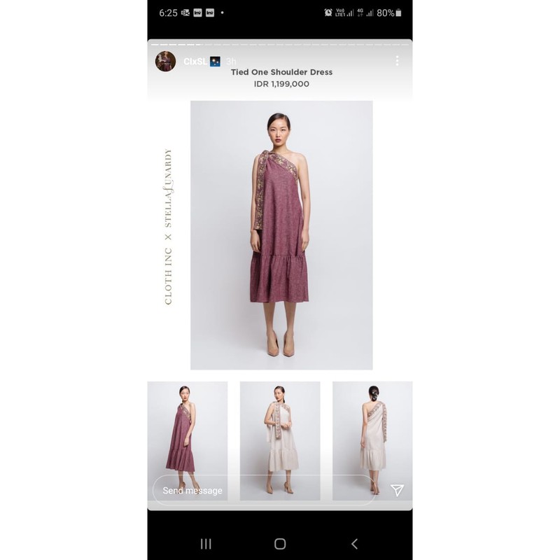 cloth inc stella lunardy one tied shouder sz L warna broken white