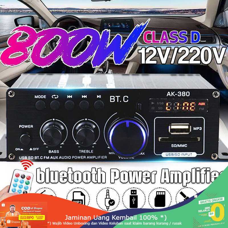 (BISA COD) RVOSTR Leory Penguat Daya Audio Bluetooth Car Power Amplifier 12V 800W AK380