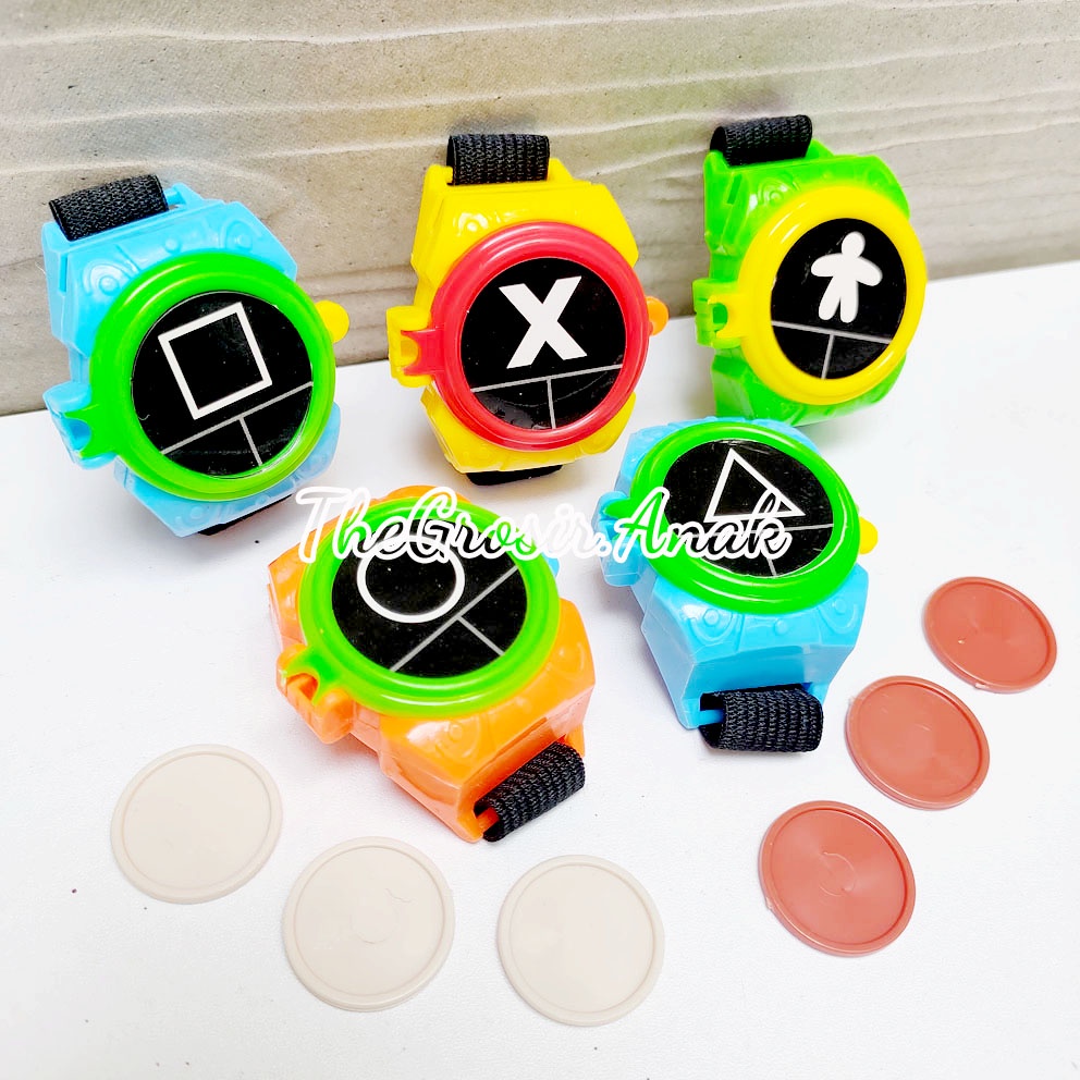 MURAH!!! GELANG SQUID GAME LONTAR JAM TEMBAK KOIN TAZOS