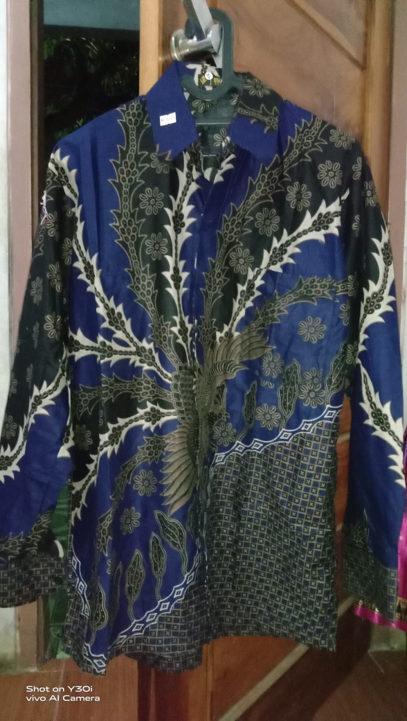 Batik Pria Dewasa Lengan Panjang Warna Navy_model B07 /  Batik Pekalongan