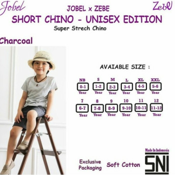 JOBEL Short Pants Chino Boy Unisex Edition Celana Pendek Anak- Kazel