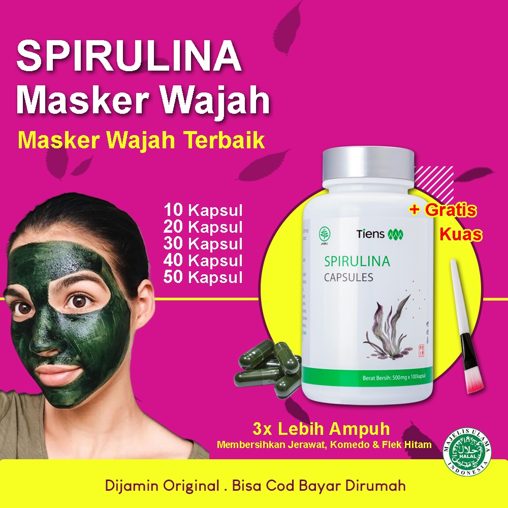 Spirulina Terlaris Masker Wajah Spirulina Mask Premium Masker Ori Bersegel Hilangkan Jerawat Cod