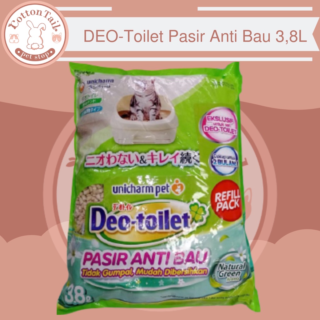 DEO - Toilet Pasir Anti Bau Natural Green / Pasir Kucing Anti Bau 3,8L