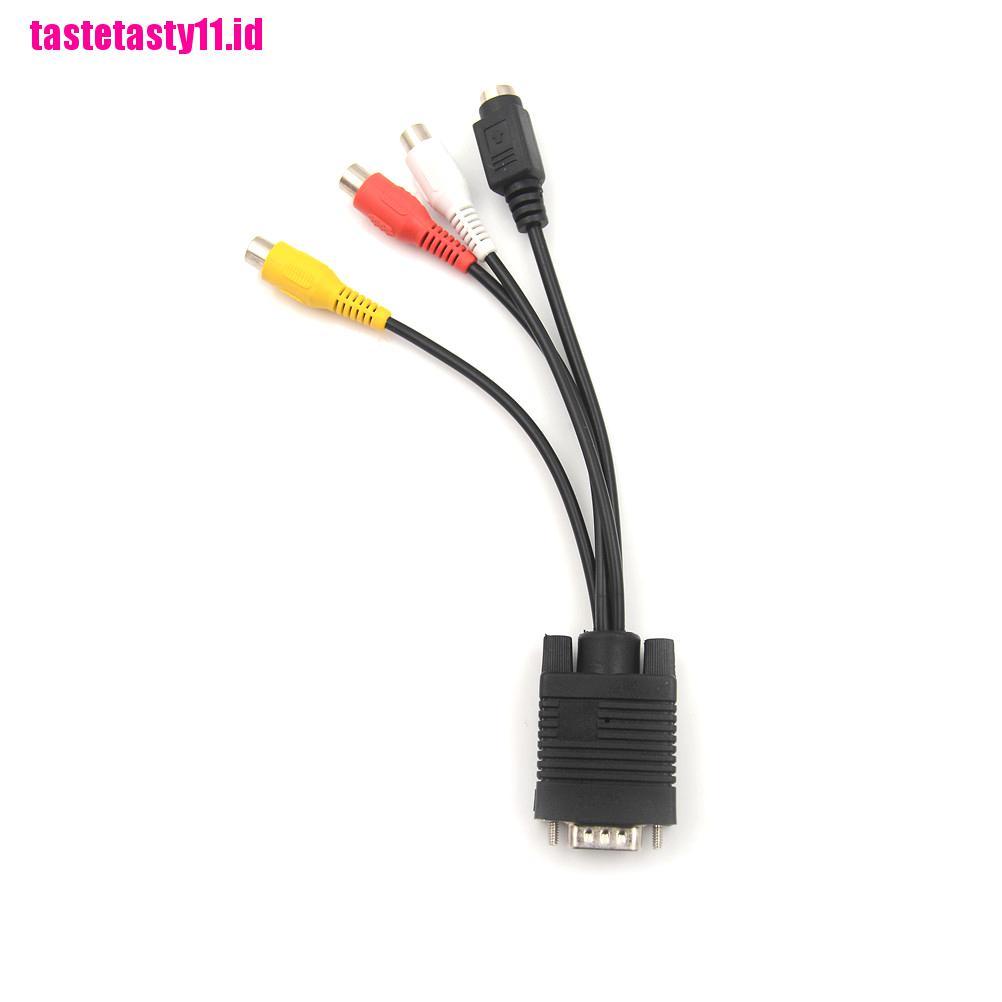 【TTID】1pcs Video Cable Laptop PC HDTV Connector VGA Male to S-Video 3 RCA Jack