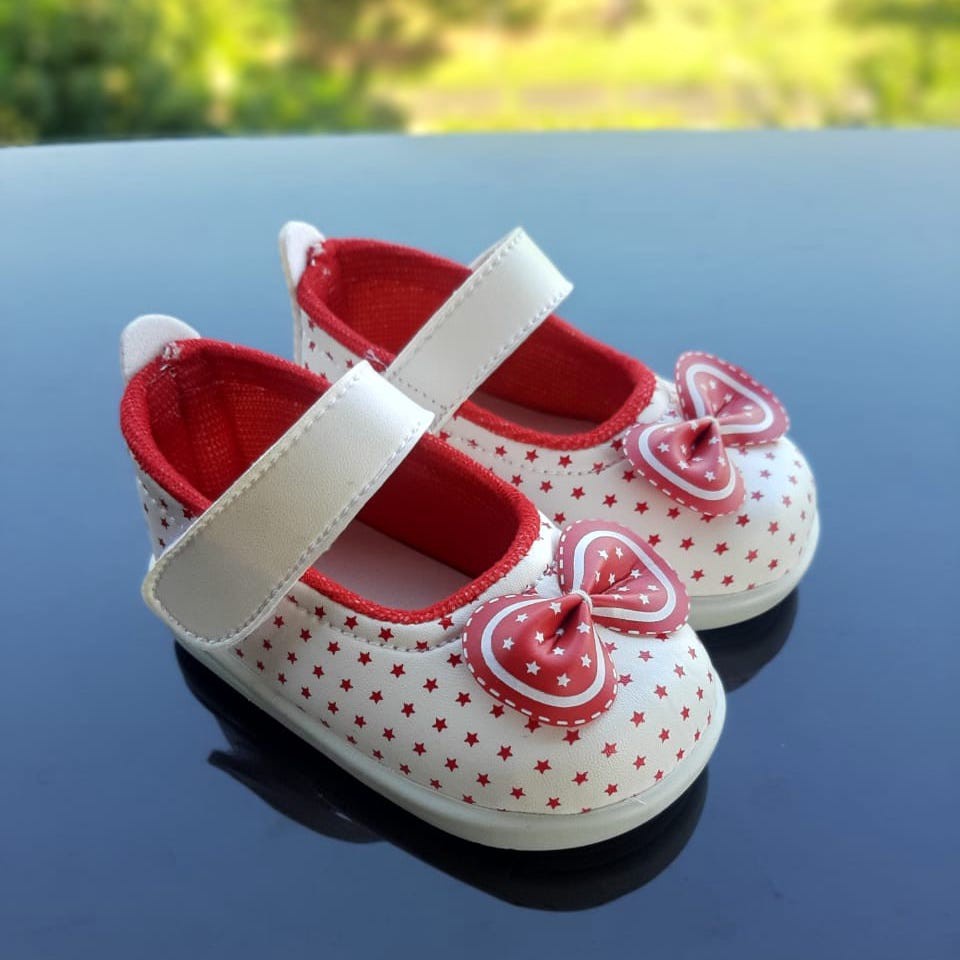 SNP09 Sepatu Pesta Anak / Sepatu Balita Perempuan bunyi cit cit Umur 1 2 3 thn - Tali perepet Motif Pita