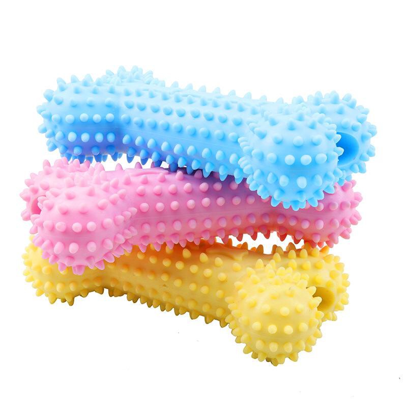 PH.Medan TPR Pet Toy Rubber Thorn Bone Dogs Bite Chew Molar Tooth Cleaning Interactive Toys