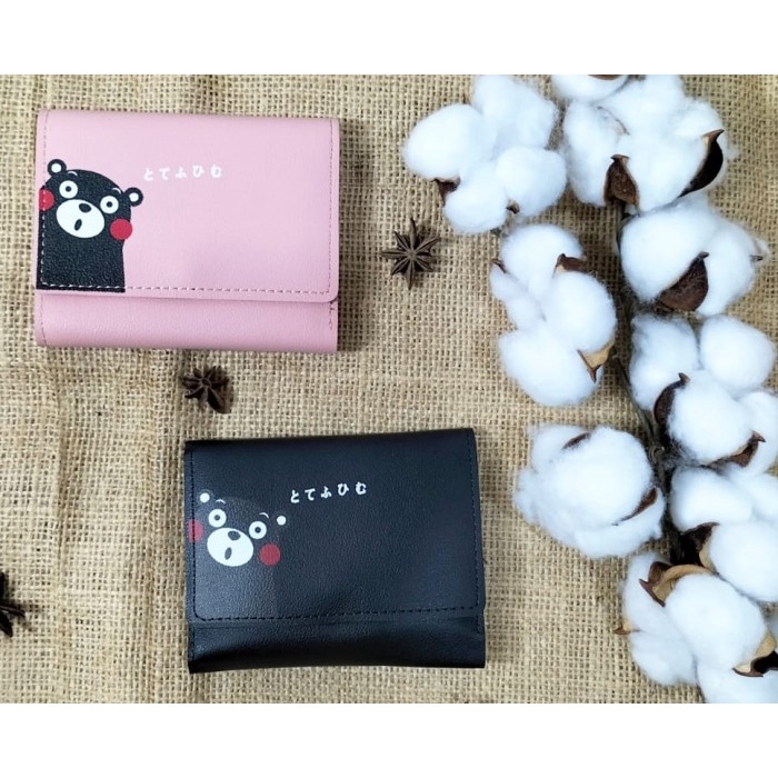 W30 Dompet Mini Wanita Motif Binatang Beruang Kumamon Cewek Kartu Uang Foto Cantik Women Wallet Perempuan Kulit PU Leather Hitam Lipat Kecil Panjang  Korea Pria Cowok Laki Laki Cowo Import Premium Murah Tas Dompet Wanita Import Cewe Cantik Lipat