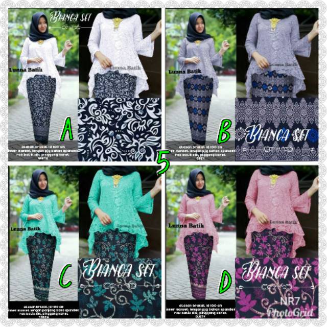 Setelan bianca set 2/setelan batik halus/batik brokat murah