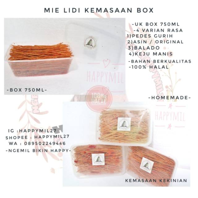 

CEMILAN KEKINIAN MIE LIDI KEMASAN BOX