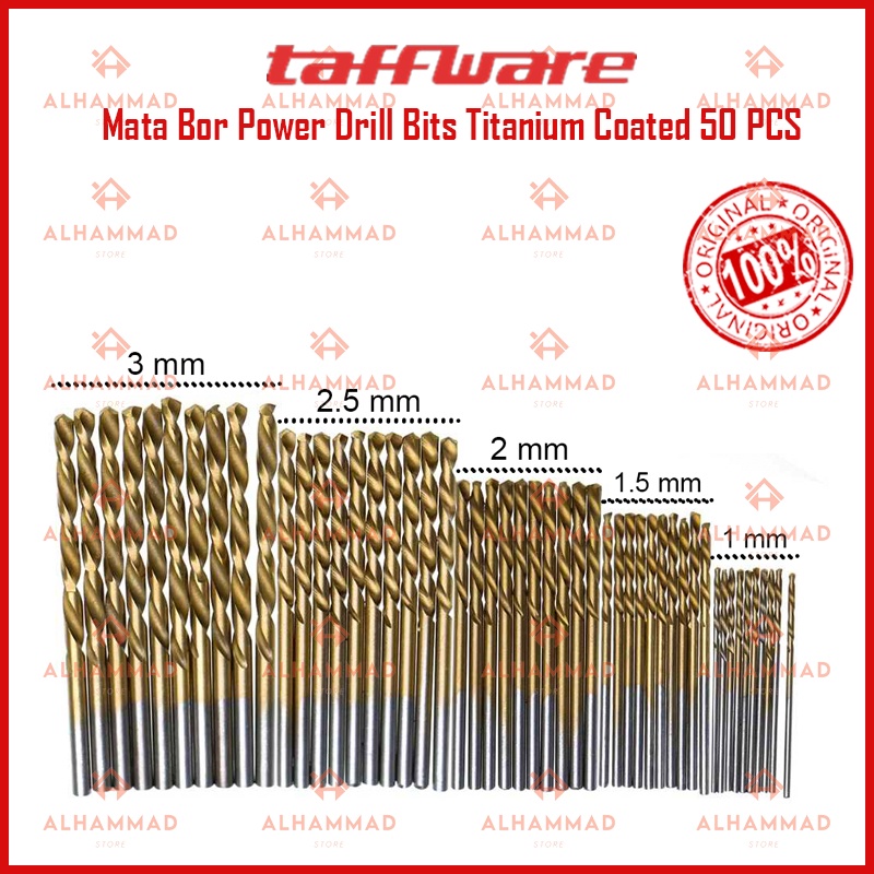 Mata Bor Power Drill Bits Titanium Coated 50 PCS