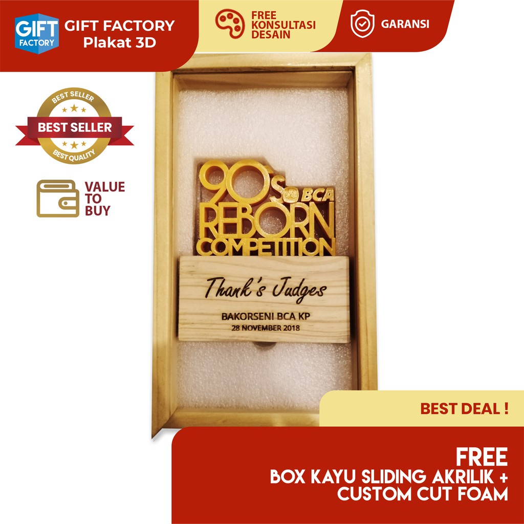 TERBARU Plakat + Box, Plakat Penghargaan, Plakat Wisuda, Plakat Anniversary, Plakat Magang