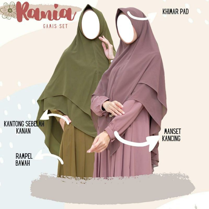 GAMIS SET KHIMAR CERUTI PREMIUM Rania by gerai mika