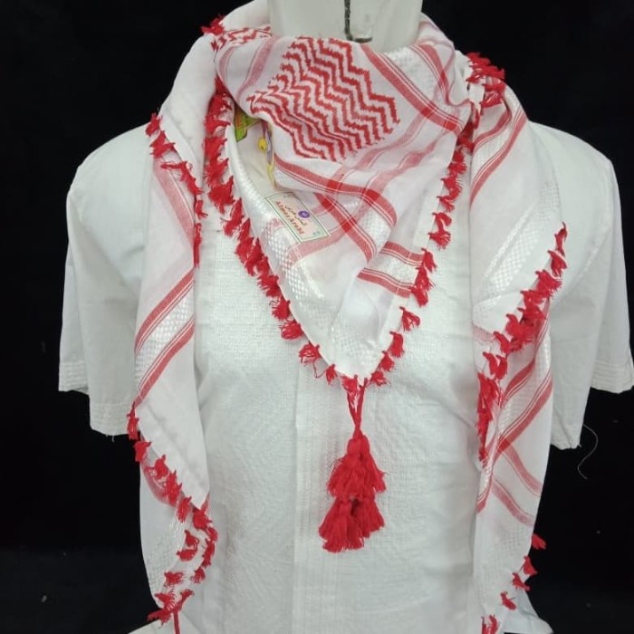 Sorban sorban almas merah putih /sorban arafat alamas /bahan import india - Merah Putih(U5G0) Sorban