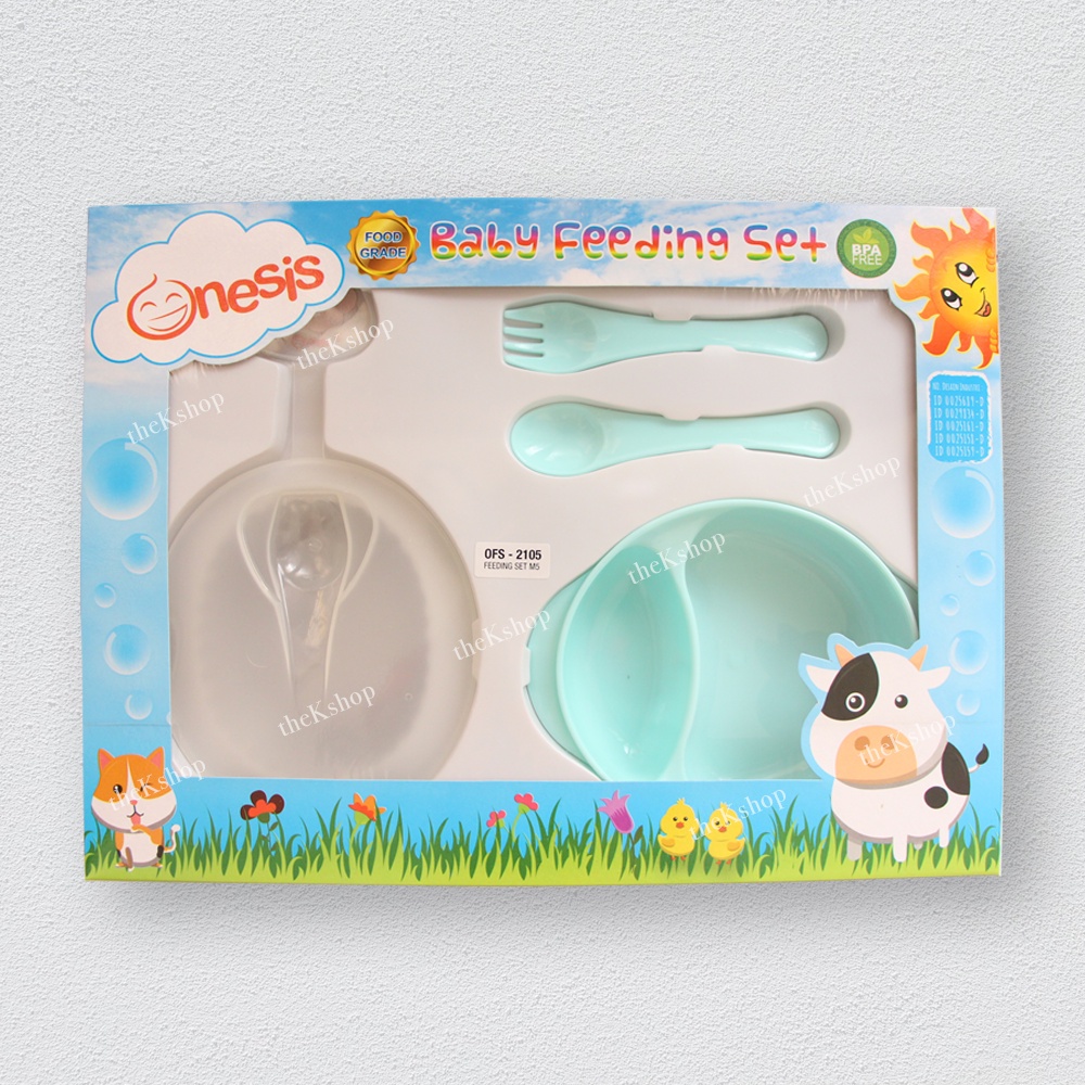 Onesis Feeding Set Alat Makan Bayi baby OFS 2105 satu set piring sendok garpu tuu bayi OFS-2105 Baby feeding set piring bayi sendok bayi bayi peralatan makan bayi bpa free