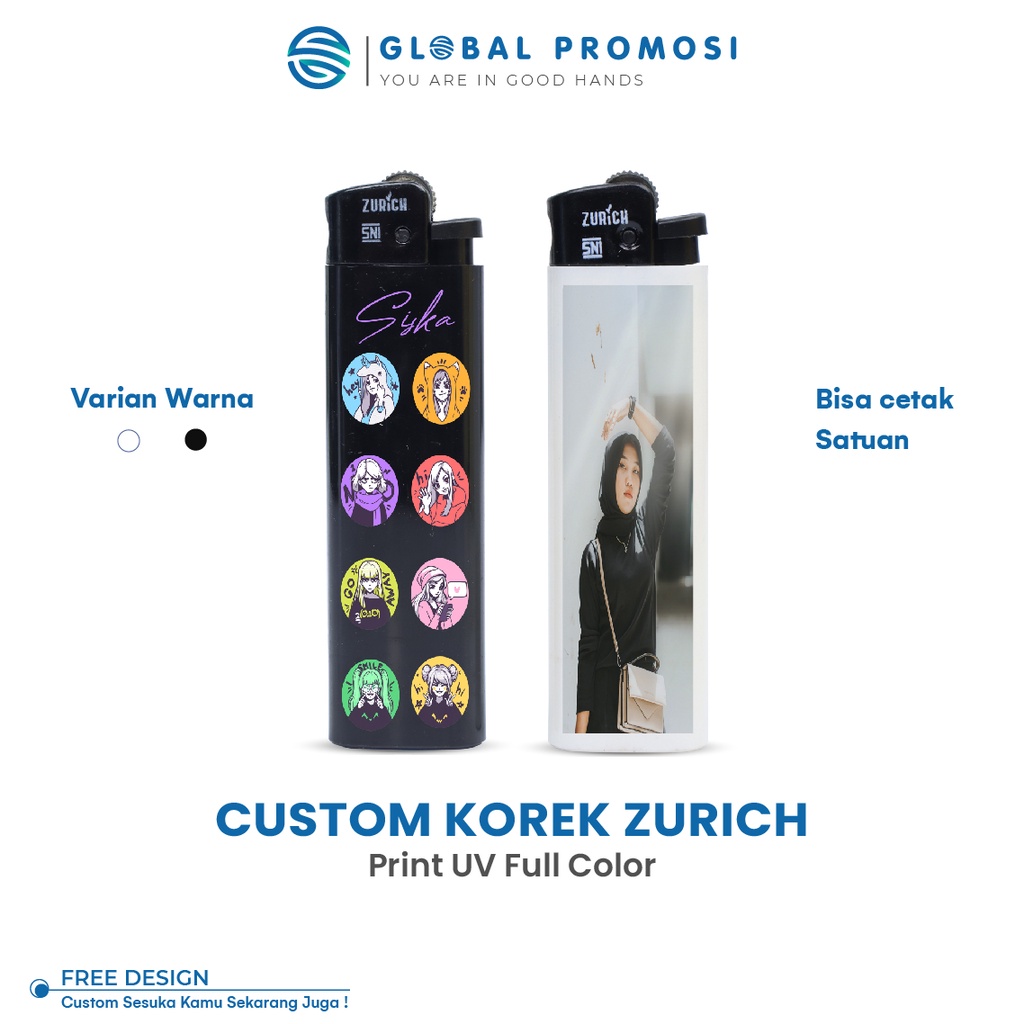 Custom Korek Api Zurich Cetak/Print UV Promosi/Souvenir/Partai/Kampanye Murah  - Cetak 2 sisi