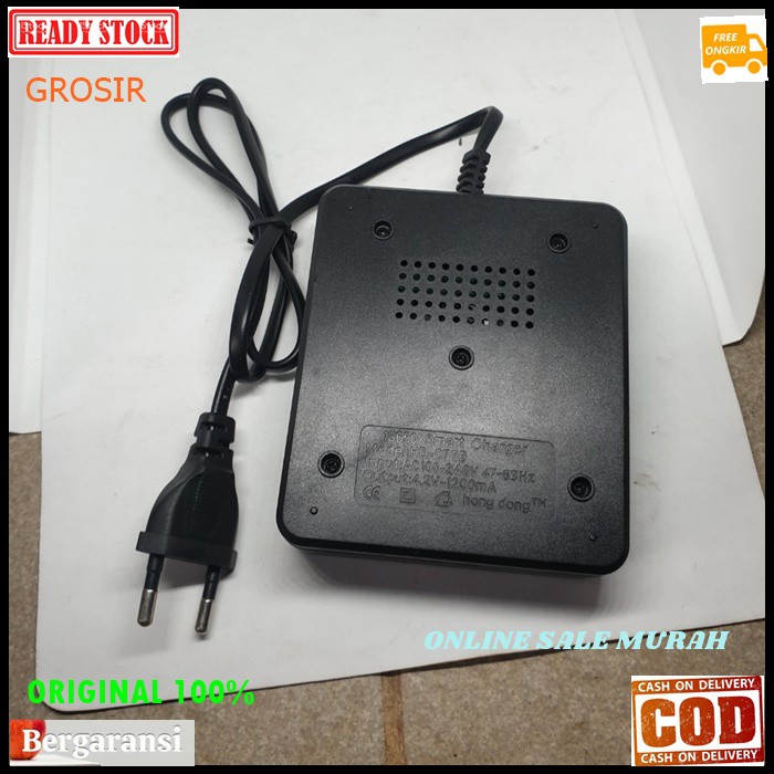 G407 Adaptor baterai cas 18650 3,7V adapter desktop 4 SLOT ORI 100% port baterry charger battery batu batere vape vapor powerbank DLL travel cas casan baterry batre dual universal multi original  BISA SEGALA JENIS BATERAI 18650 3,7V  Input : 100-240V / AC