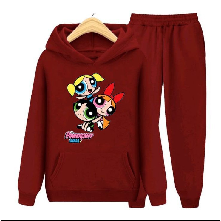 YMF - Setelan Sweater Anak Perempuan PowerPuff Girls | Setelan Anak-Remaja®