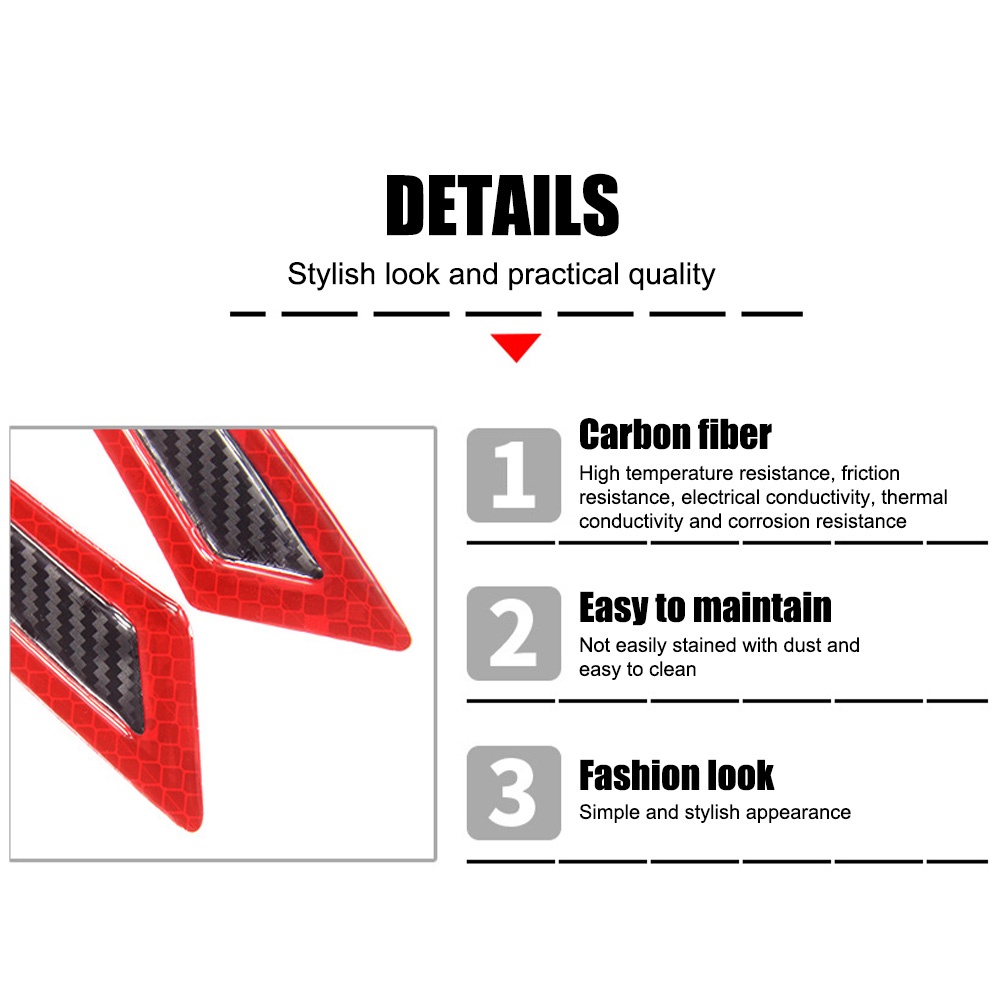 2Pieces Carbon Reflector Wing Mobil Omextra Car Reflective Sticker Car Reflector Stiker Peringatan Keselamatan Mobil