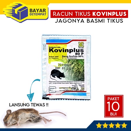 [Paket 10 Biji] Racun Tikus KOVINPLUS KOVIN PLUS Obat Anti Tikus Basmi Pembasmi Ampuh Tuntas 80P 15Gr