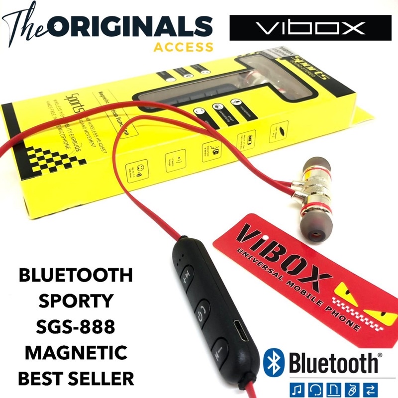 HANDSFREE HEADSET EARPHONE WIRELESS MAGNET SPORT SGS-888 BISA COD MURAH
