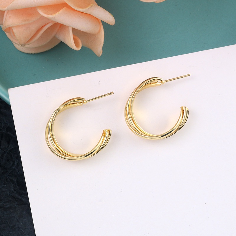 Anting Tusuk Gantung Desain Setengah Lingkaran + Simpul Gaya Korea / Modern / Unik Untuk Wanita