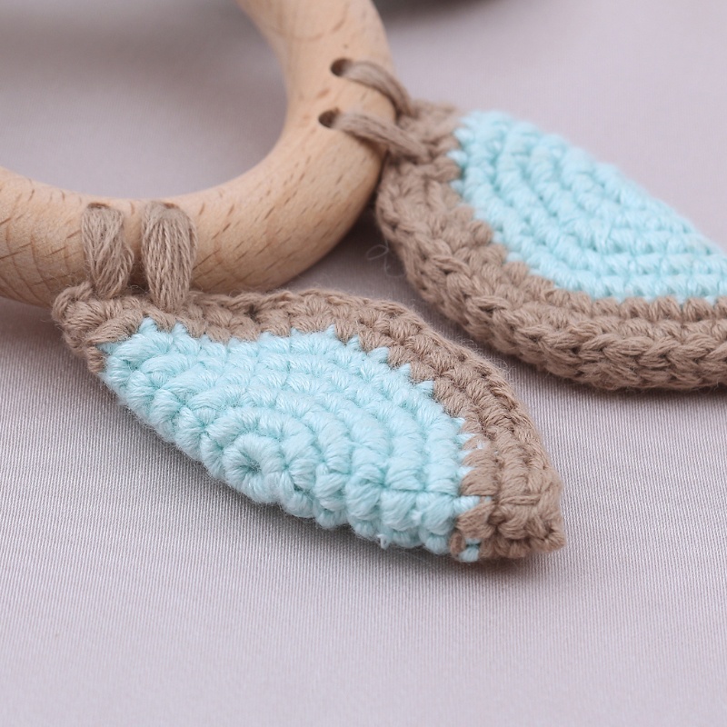 Mary Mainan Rattle Teether Kayu Bentuk Boneka Rajut Crochet Hewan Untuk Bayi DIY