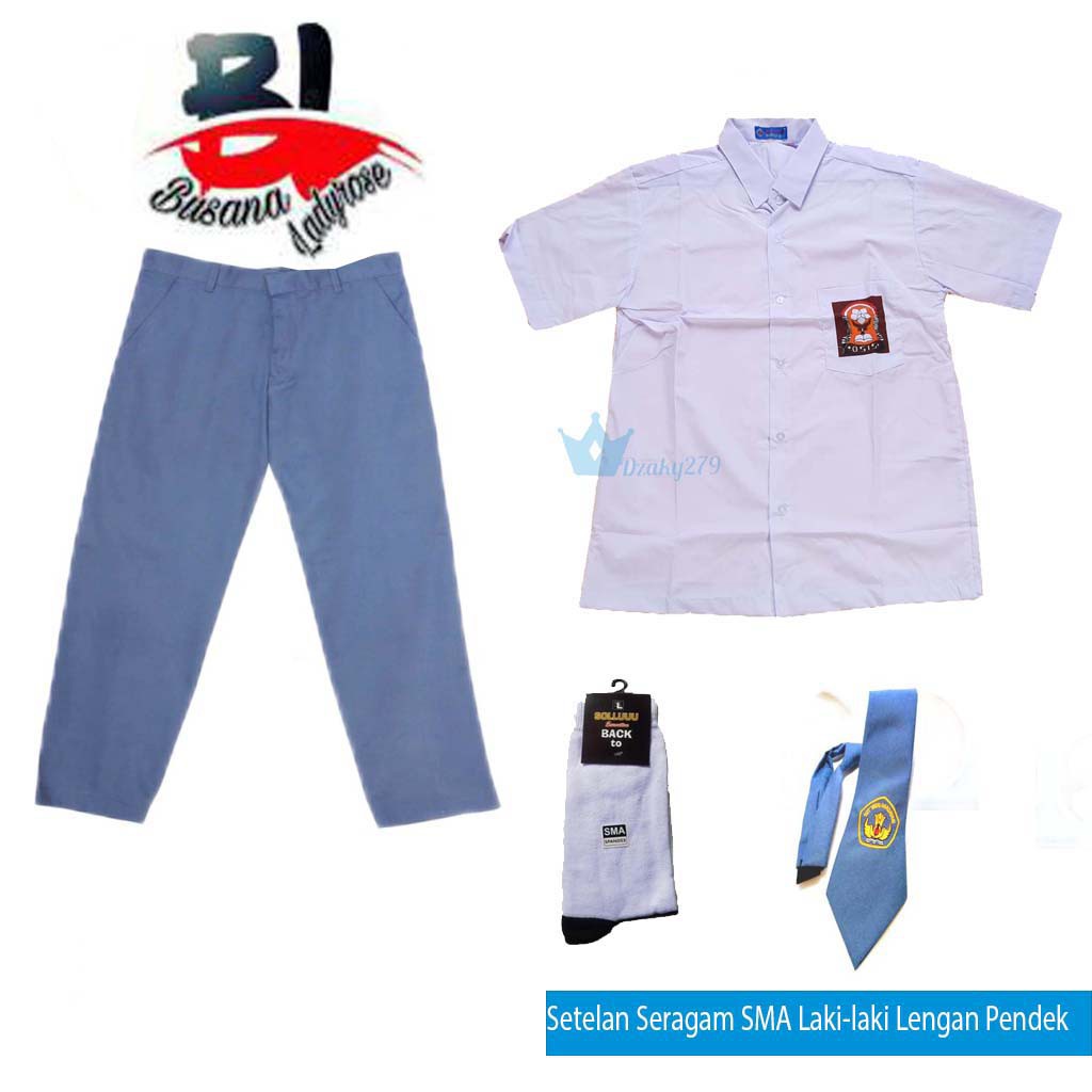 Setelan Seragam SMA Laki-Laki Pendek / Baju Seragam SMA / SMK Laki-laki Lengan Pendek