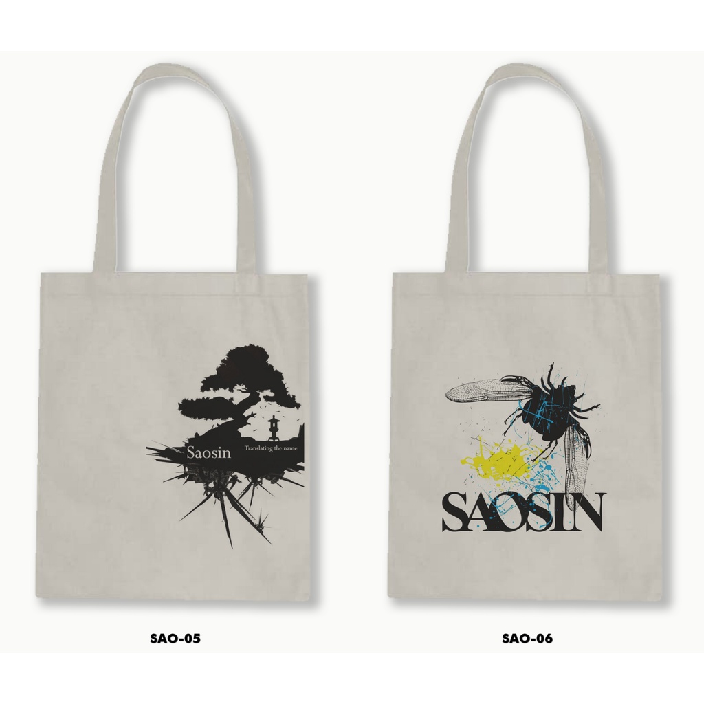 Tas Tote Bag Resleting Kanvas/Blacu  - Saosin