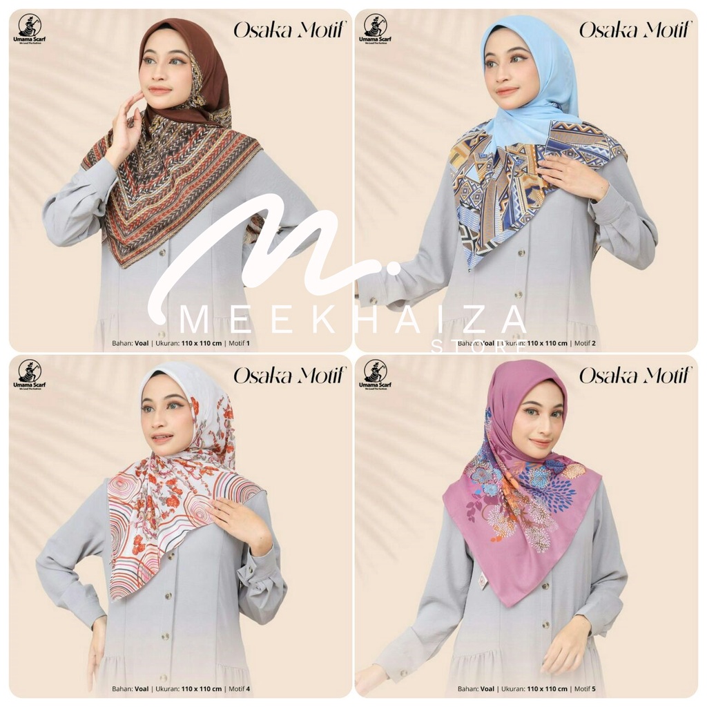 Segiempat  Motif Osaka Original by Umama HIJAB OSAKA MOTIF UMAMA SCARF JILBAB MOTIF TERBARU UMAMA HI