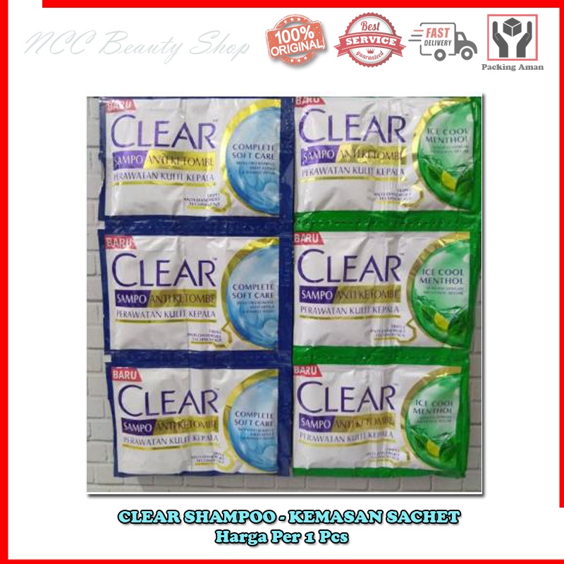 * NCC * CLEAR Shampo Anti Ketombe Menthol Segar Dingin Shampoo Saset - Kemasan Sachet