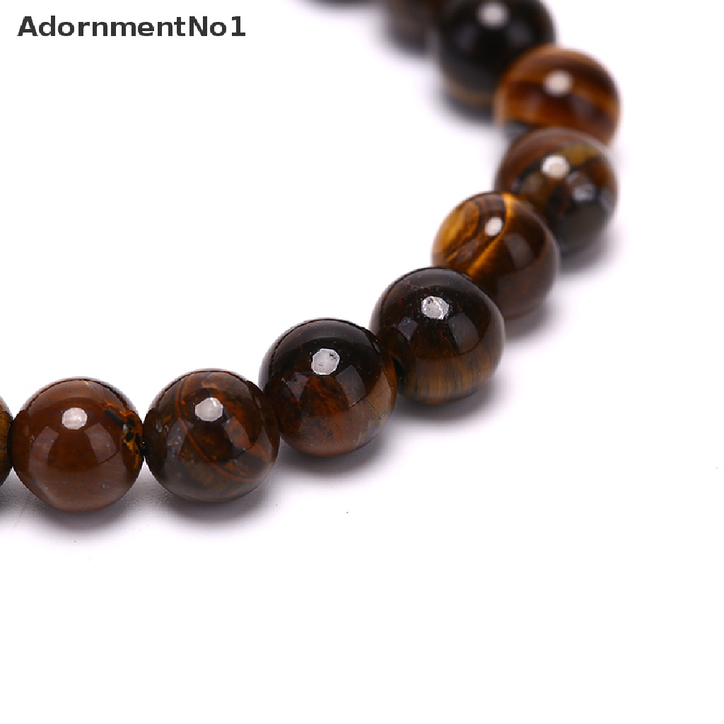 (AdornmentNo1) Gelang Manik Batu Hematite Tiger Eye Alami Elastis Untuk Pria