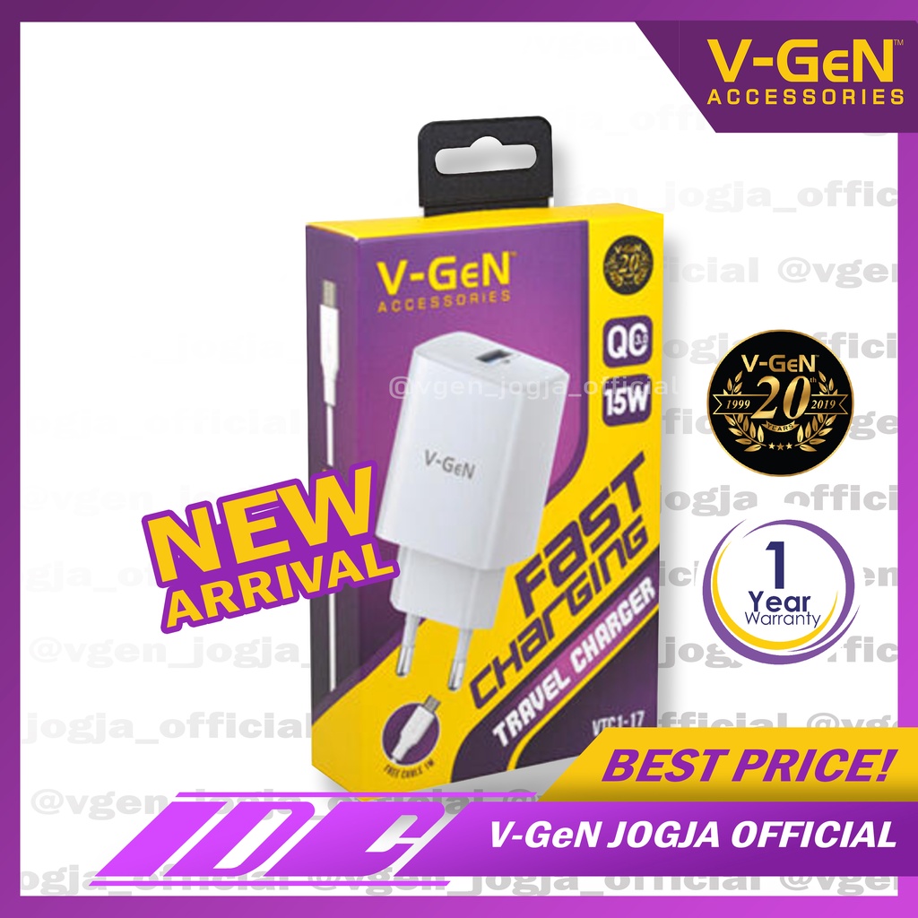 Travel Charger V-GeN VTC1-17 15W QC3.0 Auto ID