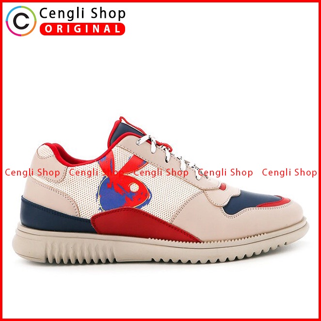 SEPATU SNEAKER PLAYBOY PRIA ORIGINAL CASUAL KETS BRANDED CREAM PL72