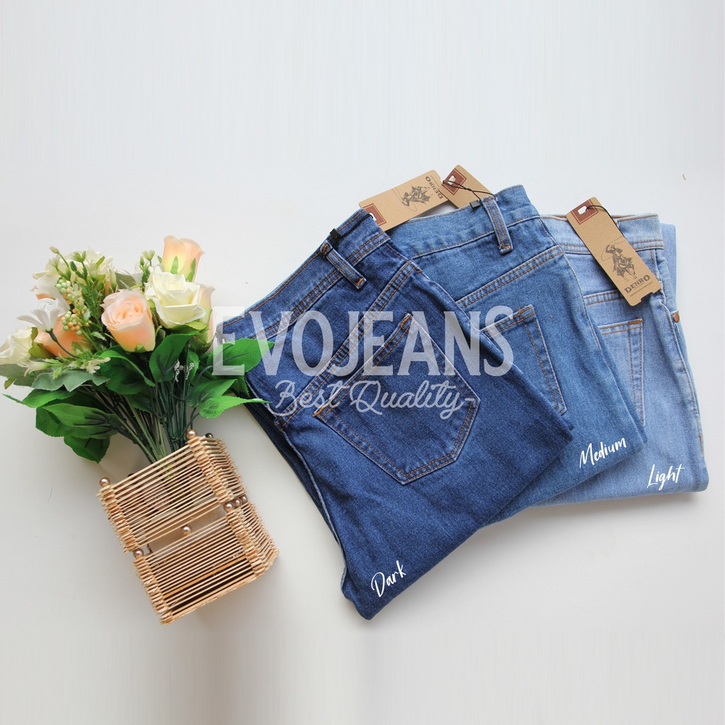 BOYFRIEND JEANS CELANA WANITA (TERLARIS) TIGA WARNA / LIGHT / MEDIUM / DARK // EVO JEANS