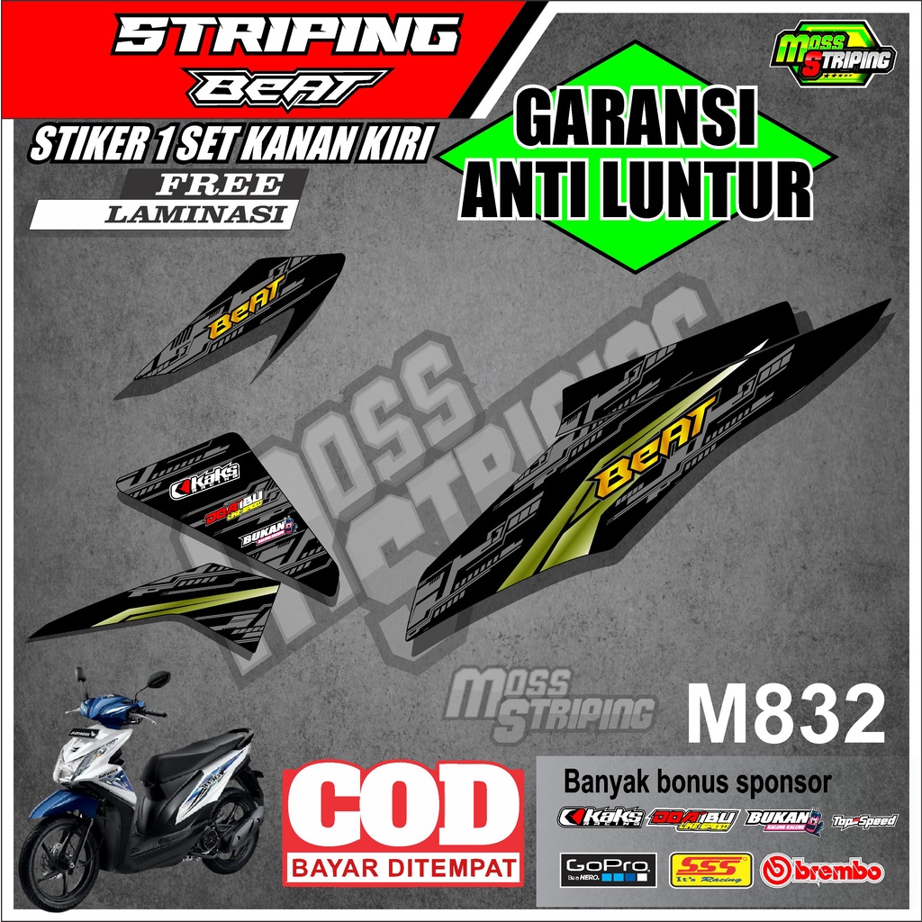 STIKER MOTOR STRIPING BEAT FI INJEKSI THN 2013 2014 2015 2016 KODE M832 STICKER MOTOR SETRIPING LIST