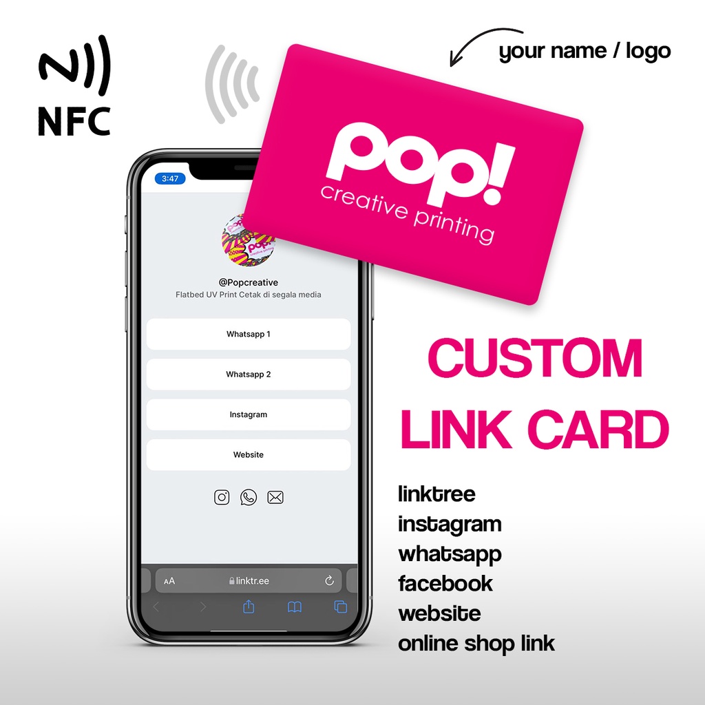 Kartu NFC Kartu Nama Pintar Smart Card Custom Link Business Card