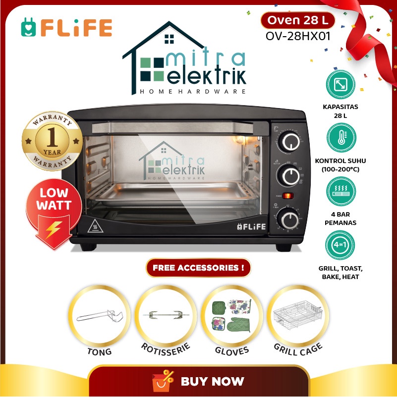 FLIFE Oven Listrik OV-28HX01 28 Liter 4 Elemen Pemanas