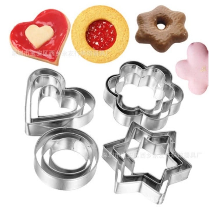 Cetakan Kue Kering / Cookie Cutter Bahan Stainless 12pcs